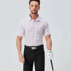 Trusmol Men's Red White Blue Patriotic Star Short Sleeve Golf Polo Shirt XXL NEW